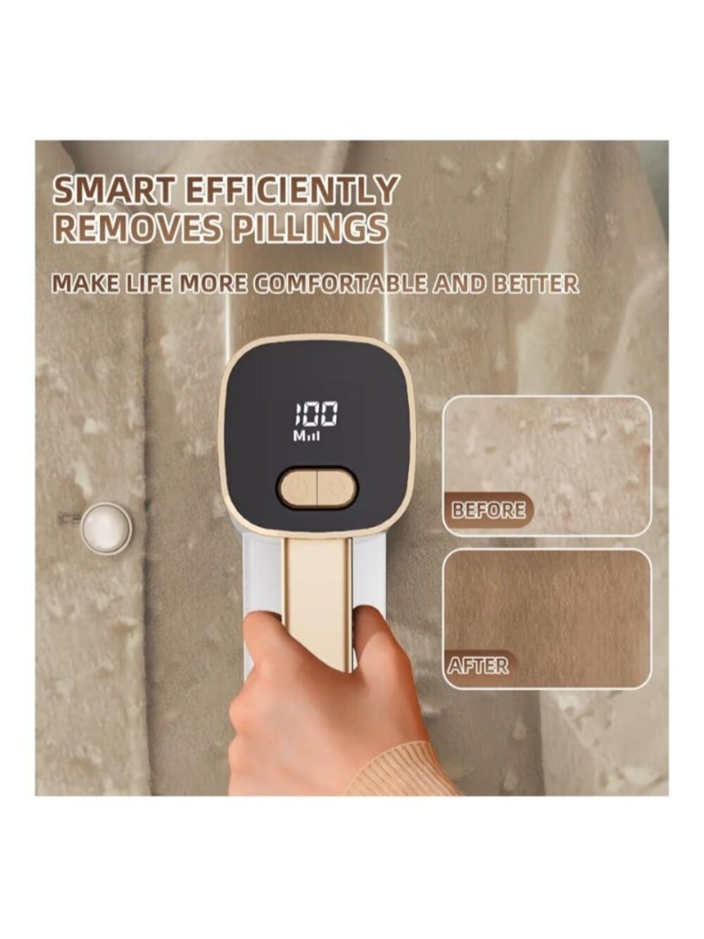 Eilveey Rechargeable Lint Remover 6-Blade Head & LED Display Clothes & Furniture - Picture 2 of 13